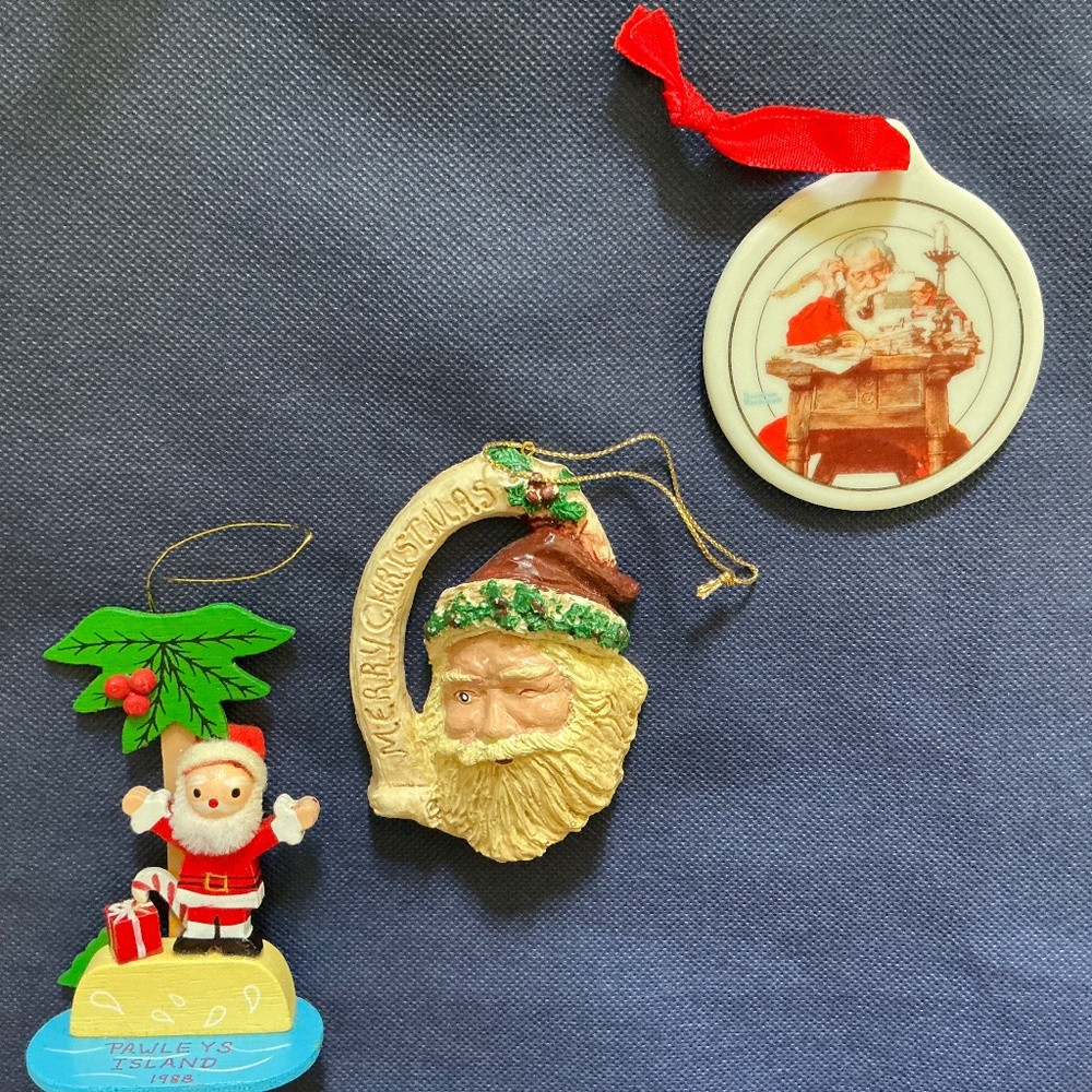 3 Piece Santa Ornament Collection, Norman Rockwell JCP 1996, Pawleys Island 1988
